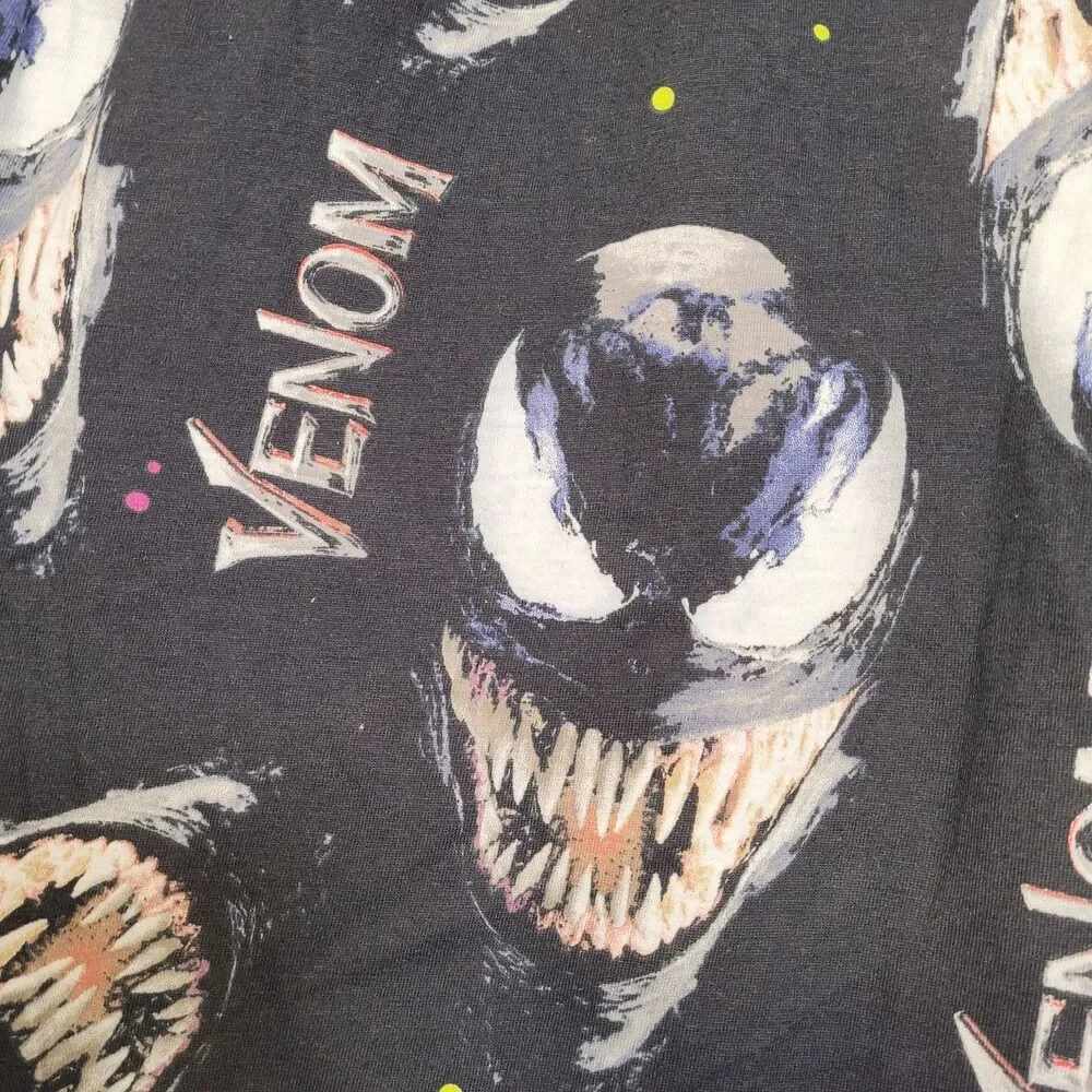 Marvel Venom Pattern Men's Sleep Pants With Elastic Waist & Drawstring  X-Large